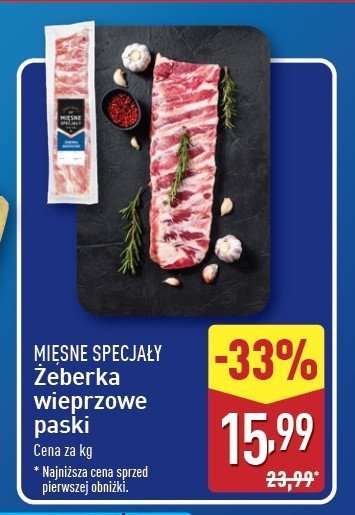 Żeberka wieprzowe ekstra mięsne Mięsne specjały zawsze świeże (aldi) promocja w Aldi