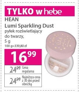 Pyłek rozświetlający Hean lumi sparkling dust Hean cosmetics promocja