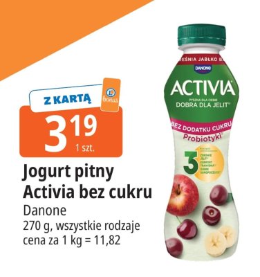 Jogurt pitny Activia bez cukru promocja w Leclerc