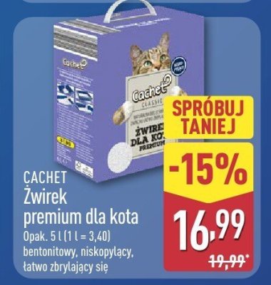 CACHET Żwirek premium dla kota bentonitowy, niskopyłący, łatwo zbytający się promocja w Aldi