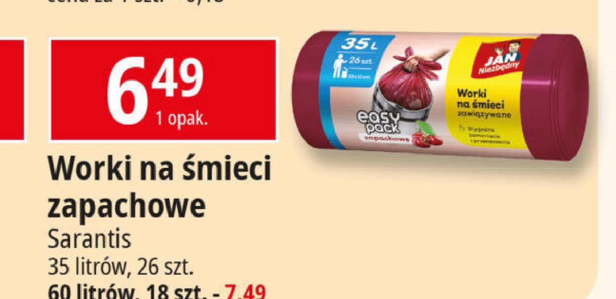 Worki na smieci 35 l o zapachu wiśni Jan niezbędny promocja