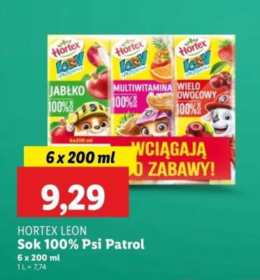Sok jabłko + multiwitamina + wieloowocowy Hortex leon promocja