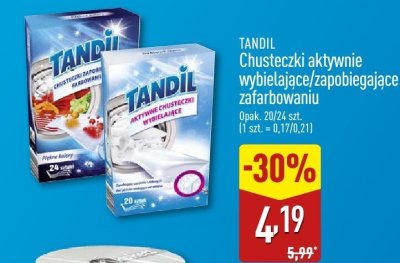 Chusteczki TANDIL aktywnie wybielające/zapobiegające zafarbowaniu promocja w Aldi