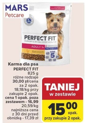Karma dla psa PERFECT FIT 825 g różne rodzaje promocja w Carrefour