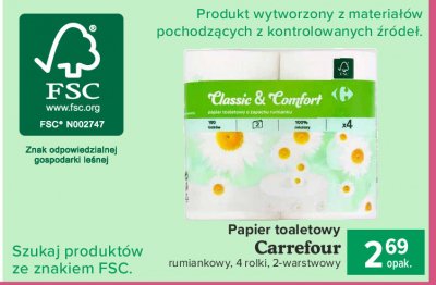 Papier toaletowy rumiankowy Carrefour promocja