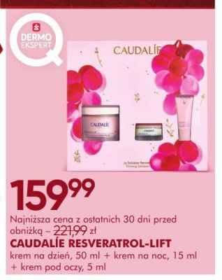 Krem CAUDALIE RESVERATROL-LIFT na dzień, 50 ml + krem na noc, 15 ml + krem pod oczy, 5 ml promocja w Super-Pharm