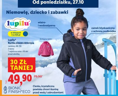 Kurtka zimowa dziecięca r. 86-116 Lupilu promocja