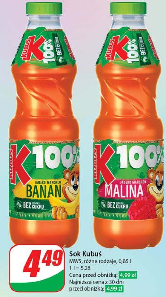 Sok jab艂ko-marchew-malina Kubu艣 100% sok promocja