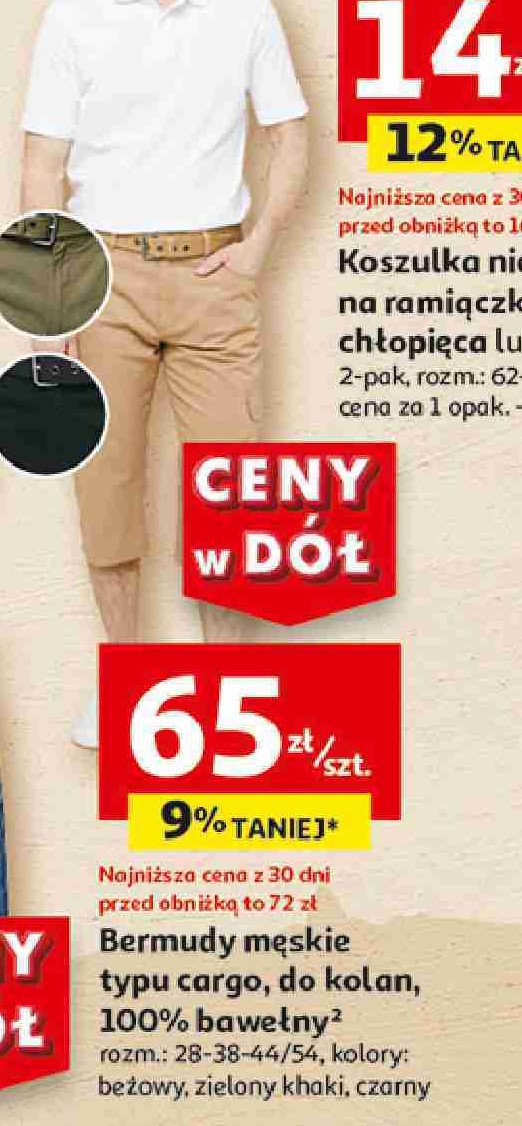 Bermudy męskie 28/38-44/54 Auchan inextenso promocja