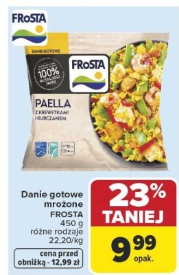 Paella z krewetkami i kurczakiem - danie gotowe mrożone Frosta promocja w Carrefour