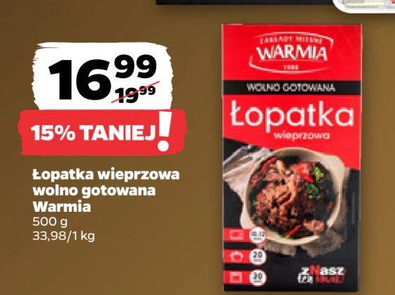 Łopatka wieprzowa wolno gotowana Warmia promocja w Netto