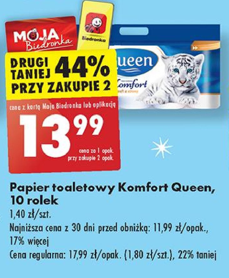 Papier toaletowy komfort Queen promocja w Biedronka