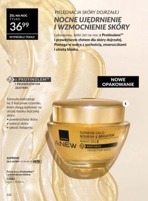 Żel na noc Avon Anew Supreme Gold Nourish & Brighten z Protinolem i prawdziwym złotem promocja w AVON