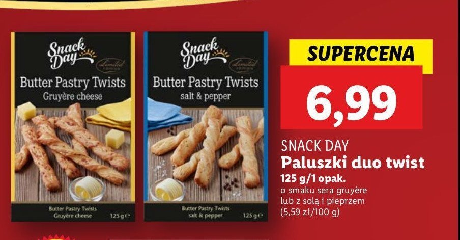 Paluszki duo twist ser gruyere Snack day promocja