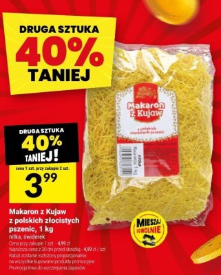 Makaron z Kujaw z polskich złocistych pszenic, 1 kg promocja w Twój Market