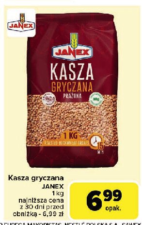 Kasza gryczana prażona Janex promocja w Carrefour Market