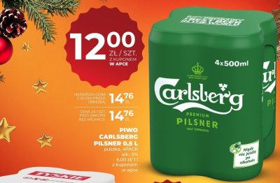 Piwo Carlsberg Pilsner 0,5 L puszka, 4PACK promocja w Duży Ben