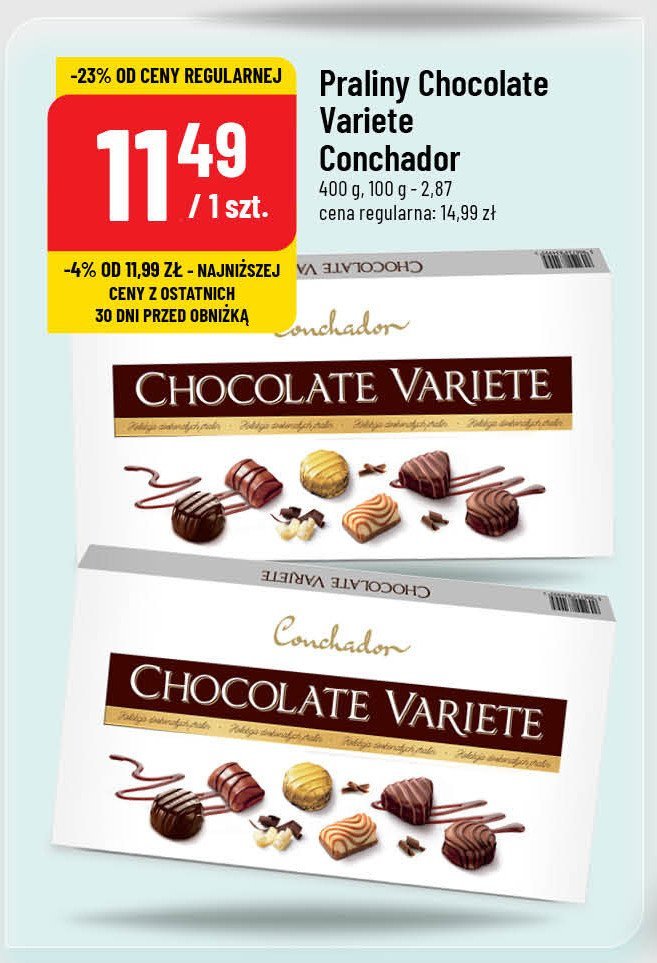 Praliny chocolate variete Conchador promocja