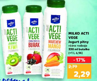 Jogurt czerwona porzeczka burak z b艂onnikiem Milko activege promocja
