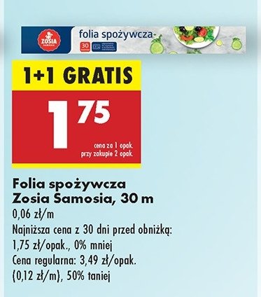 Folia spożywcza 30 m Zosia samosia promocja w Biedronka