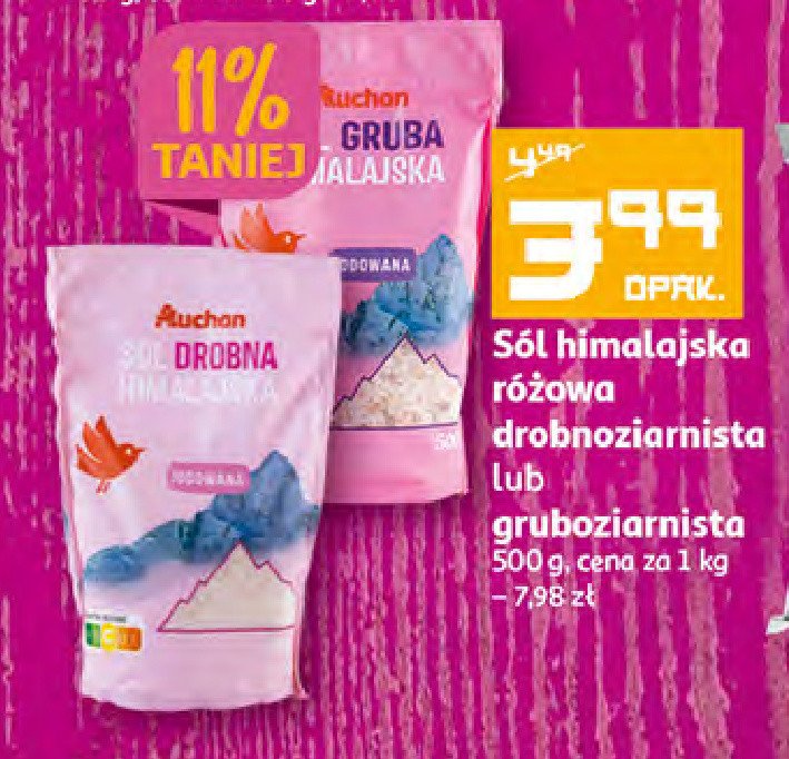Sól himalajska różowa drobna Auchan promocja