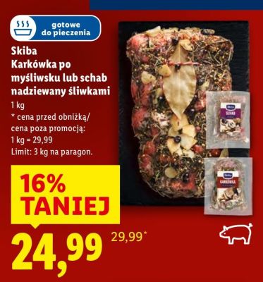 Karkówka po myśliwsku lub schab nadziewany śliwkami promocja w Lidl
