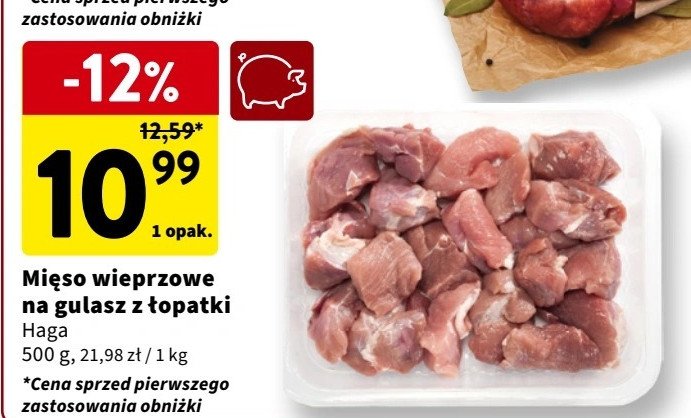 Mięso wieprzowe na gulasz z łopatki Haga promocja w Intermarche