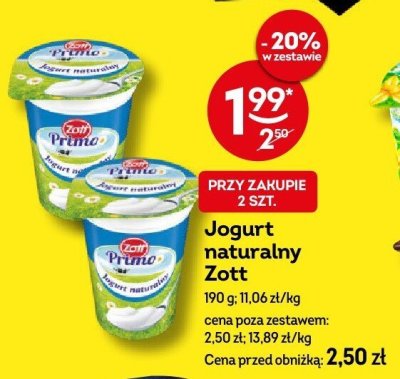 Jogurt naturalny Zott Primo promocja w Żabka