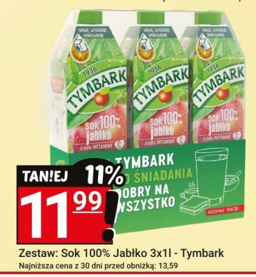 Zestaw: Sok 100% Jabłko 3x1l - Tymbark promocja w Hitpol