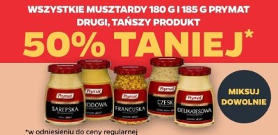 Wszystkie musztardy Prymat 180 g i 185 g DRYGA -50% promocja w Netto
