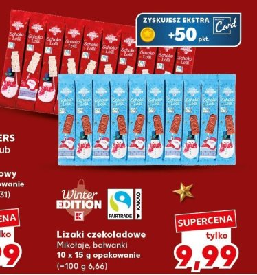 Lizaki czekoladowe Mikołaje, bałwanki promocja w Kaufland