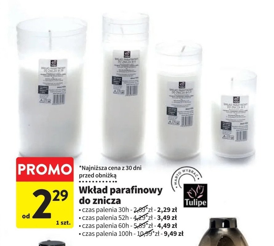 Wkład do znicza parafinowy 170 g 52h Tulipe promocja