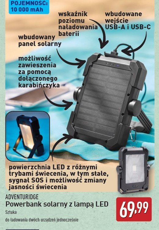 Powerbank solarny led ADVENTURIDGE promocja