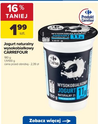Jogurt naturalny wysokobiałkowy 180g promocja w Carrefour