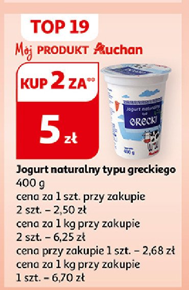 Jogurt naturalny grecki Auchan promocja