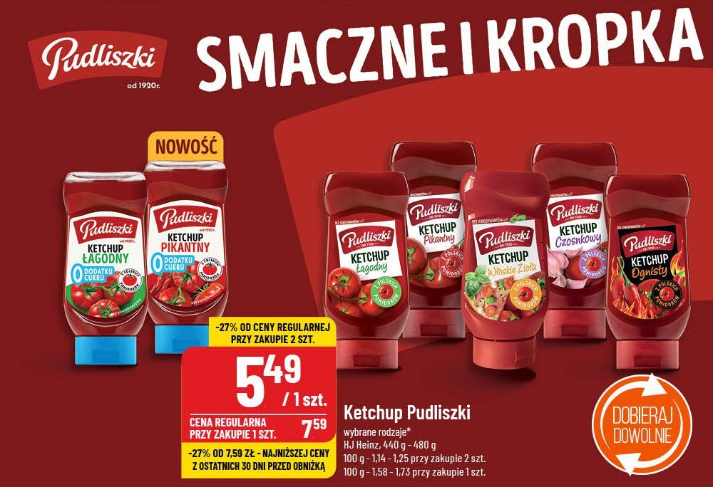 Ketchup pikantny bez cukru Pudliszki promocja