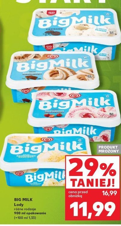 Lody vanilla Algida big milk promocja