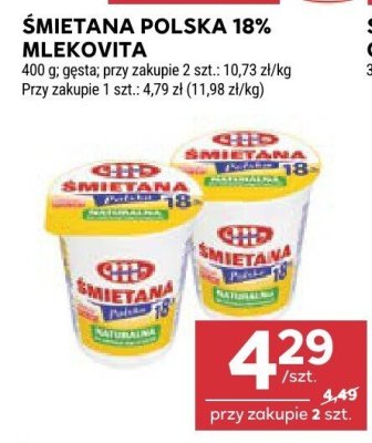 Śmietana Polska 18% Mlekovita gęsta promocja w Stokrotka