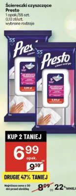Ściereczki czyszczące Presto promocja w Delikatesy Centrum
