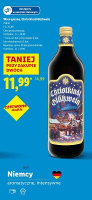 Wino grzane Christkindl Glühwein czerwone słodkie promocja w Lidl