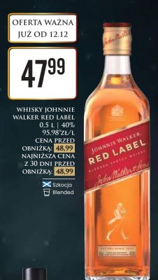 Whisky Red Label 0,5 L | 40% promocja w Dino
