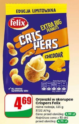 Orzeszki w skorupce Crispers Felix różne rodzaje promocja w Dino