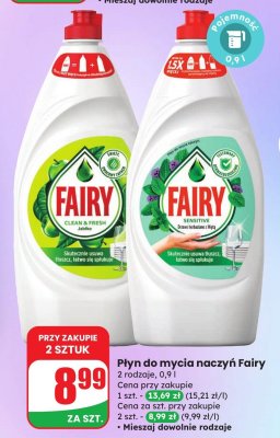 Płyn do mycia naczyń Fairy Clean & Fresh różne rodzaje promocja w Dino