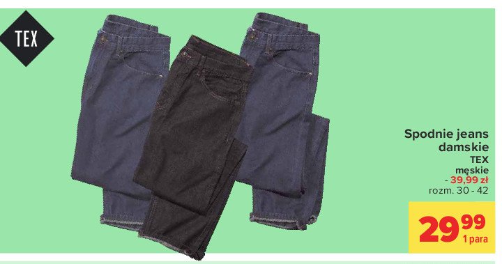 Spodnie jeans damskie 30-42 Tex promocja