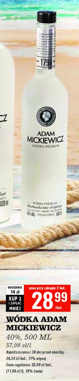 Wódka Adam mickiewicz promocja w Biedronka