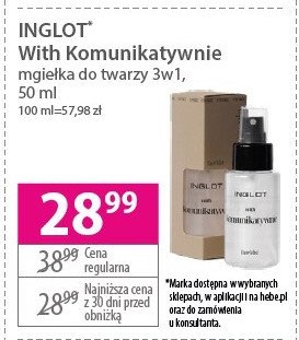 Mgiełka do twarzy Inglot with komunikatywnie promocja