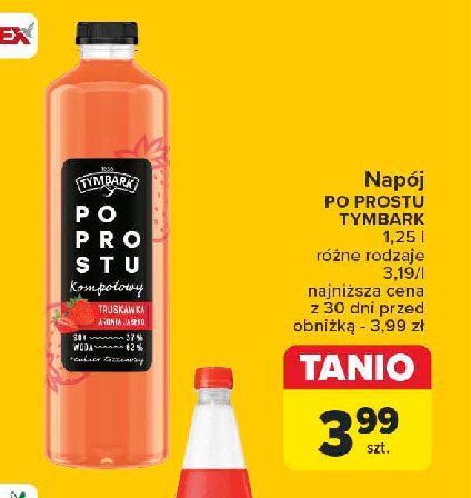 Napój truskawka Tymbark po prostu promocja