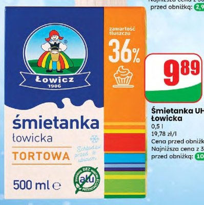 Śmietanka UHT 36% Łowicka tortowa promocja w Dino
