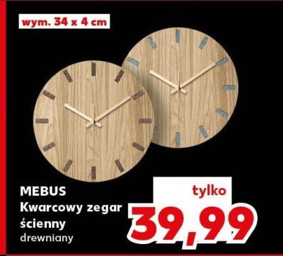 Zegar kwarcowy ścienny drewniany promocja w Kaufland