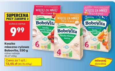 Kaszka mleczno-ryżowa Bobovita, 330 g promocja w Biedronka